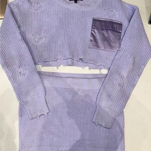 SER.O.YA Lilac Cropped Sweater with Satin Pocket